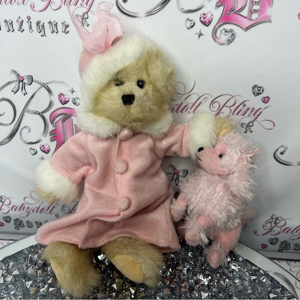 Dan Dee Plush Louis DeMas Pink Stuffed Teddy Bear Holiday with dog 🐩 poodle